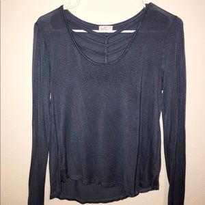 Blue criss cross detailed shirt